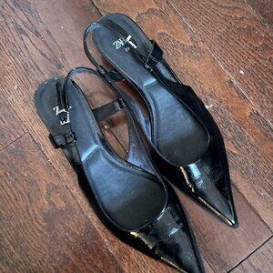 Zara shoe | low pointed kitten heel with sling back, sz 39 (us 8.5)
